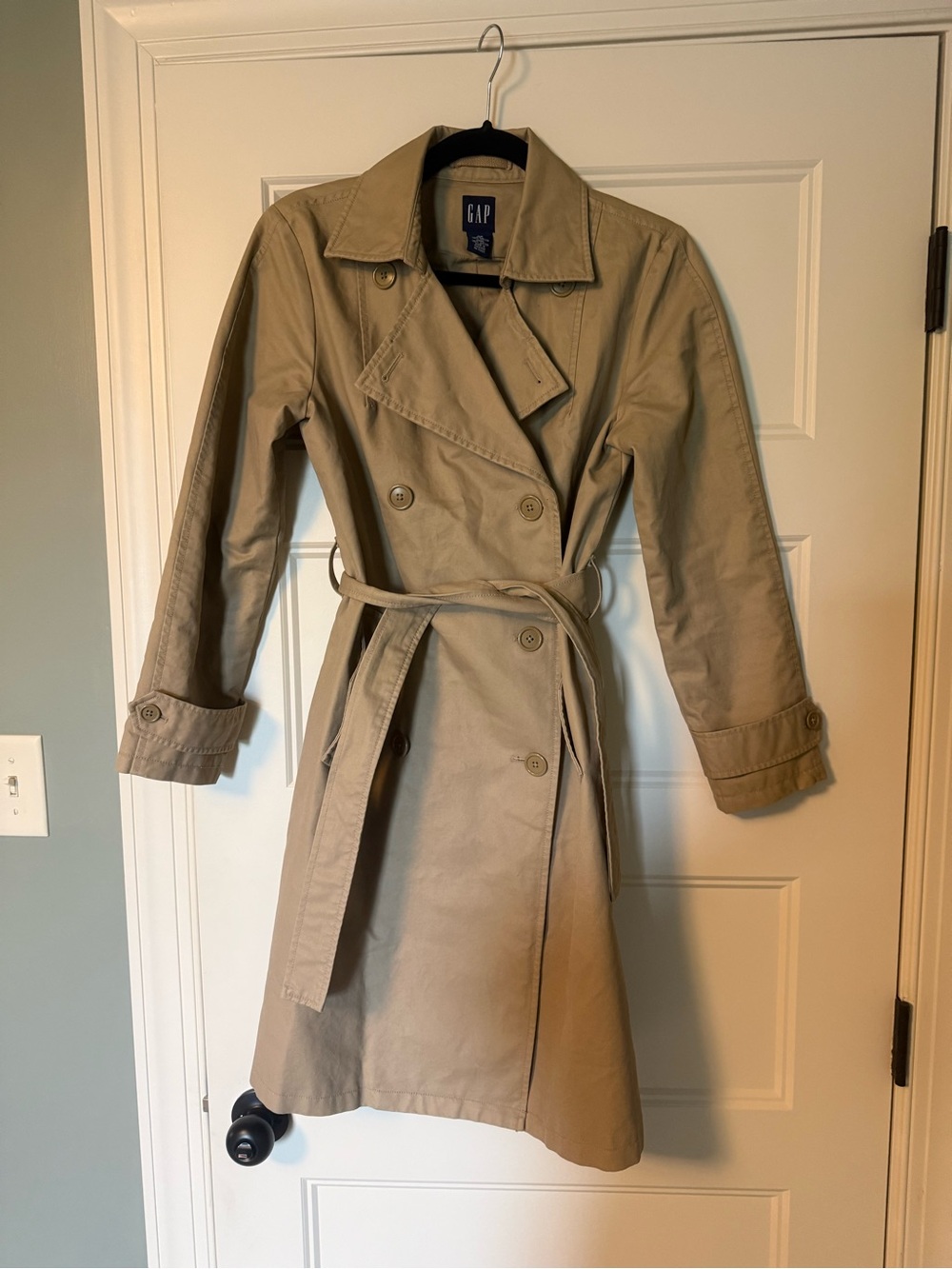 GAP Khaki Double-Breasted Trench Coat with Belt